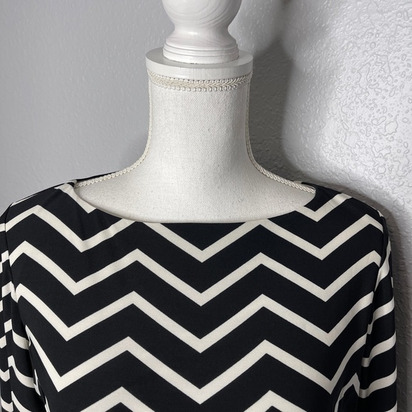 Ralph Lauren Chevron Faux  Wrap Dress size 10 Blak and white Chevron pattern - Picture 7 of 10